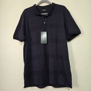 Zara Mens Textured Polo Shirt Blue XL NWT